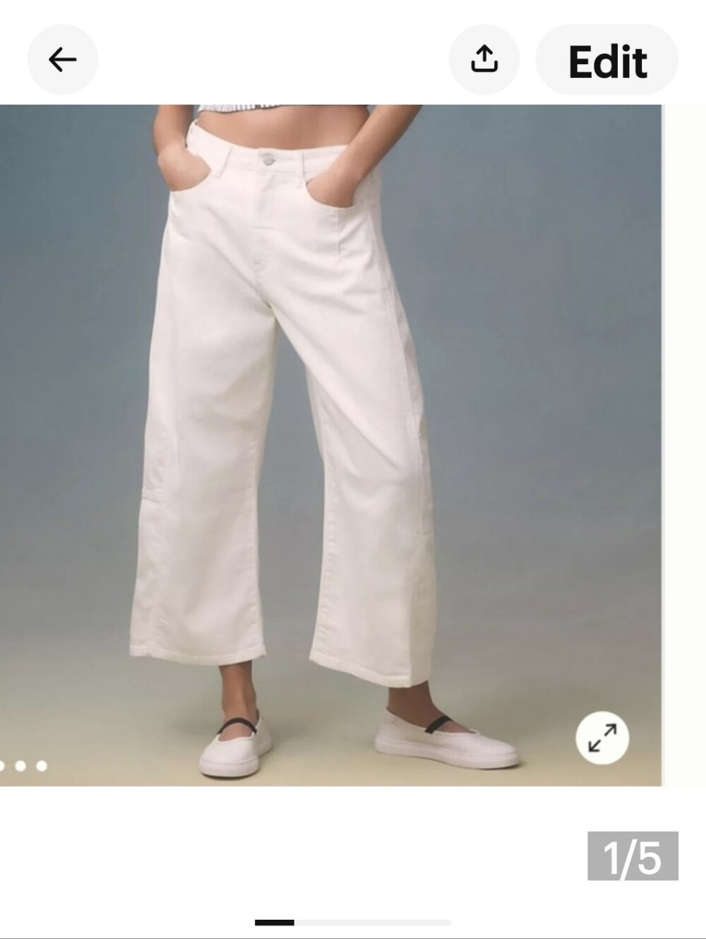 Pilcro Wide-Leg Crop Pants in White